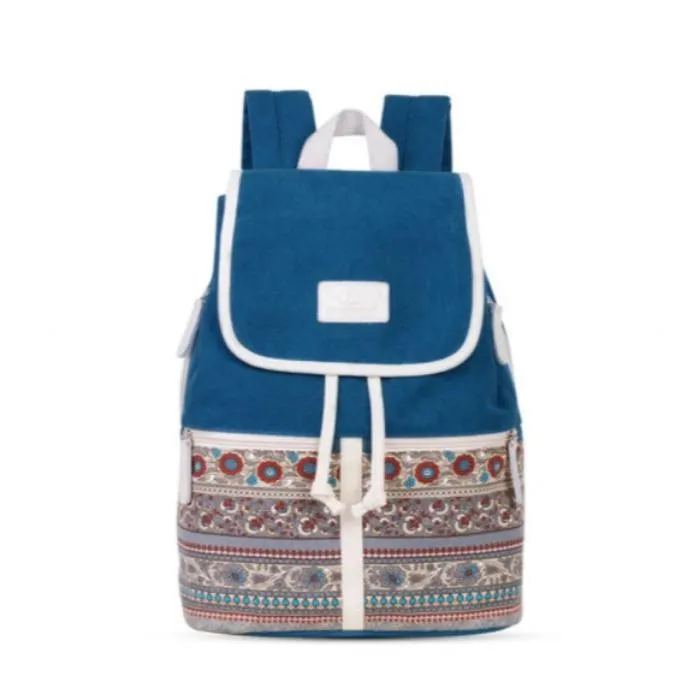 College Style Ladies Backpack Korean Canvas Bag Multifunctional Women'S Backpack Trendy Student Schoolbag Ethnic Style