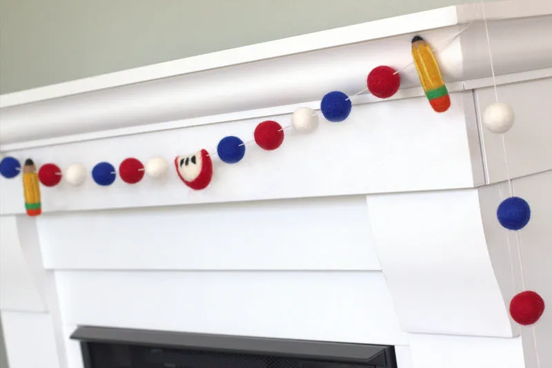 Custom Back to School Garland- PICK YOUR COLORS- Apples & Pencils