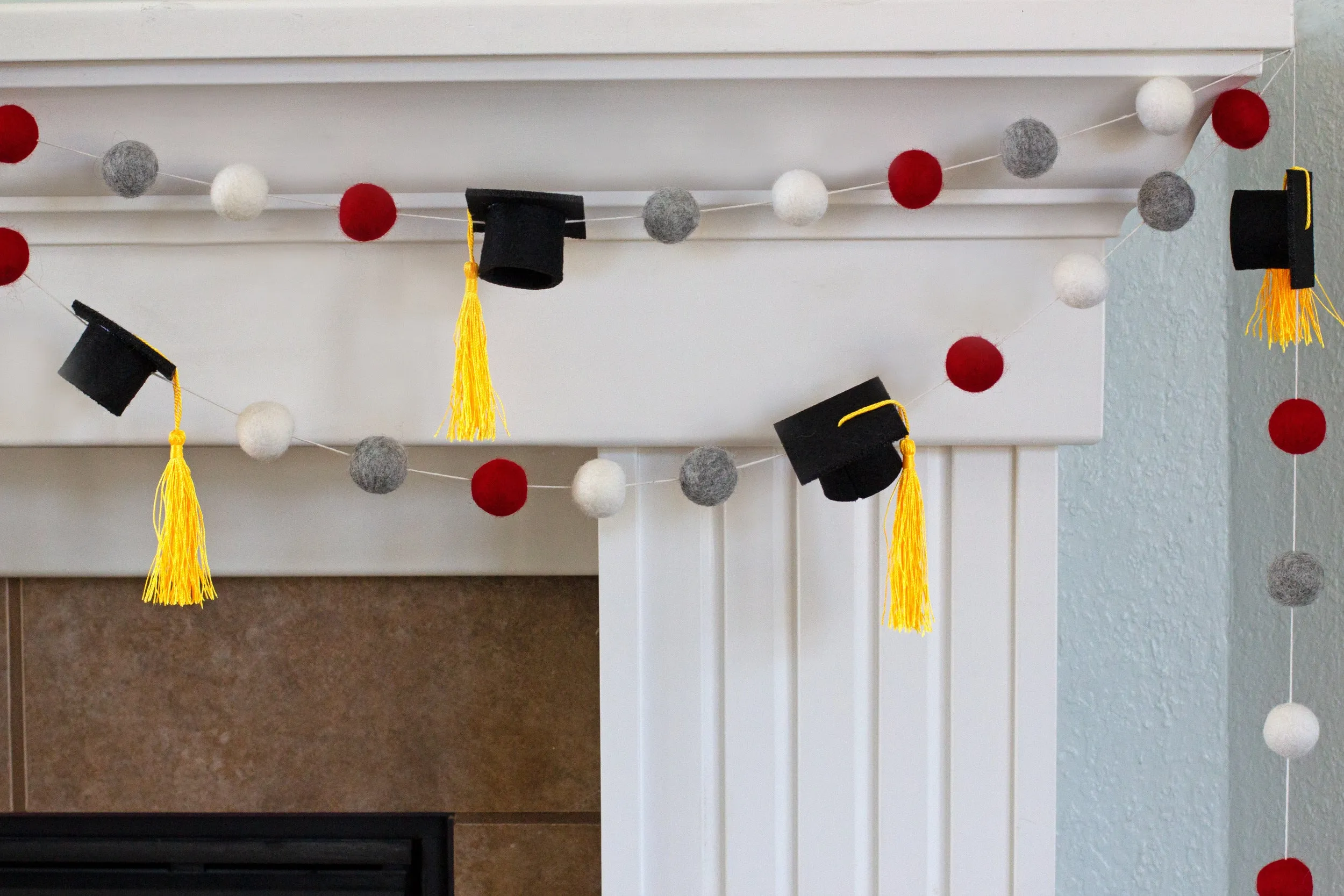 CUSTOM Graduation Cap Felt Garland- PICK YOUR COLORS