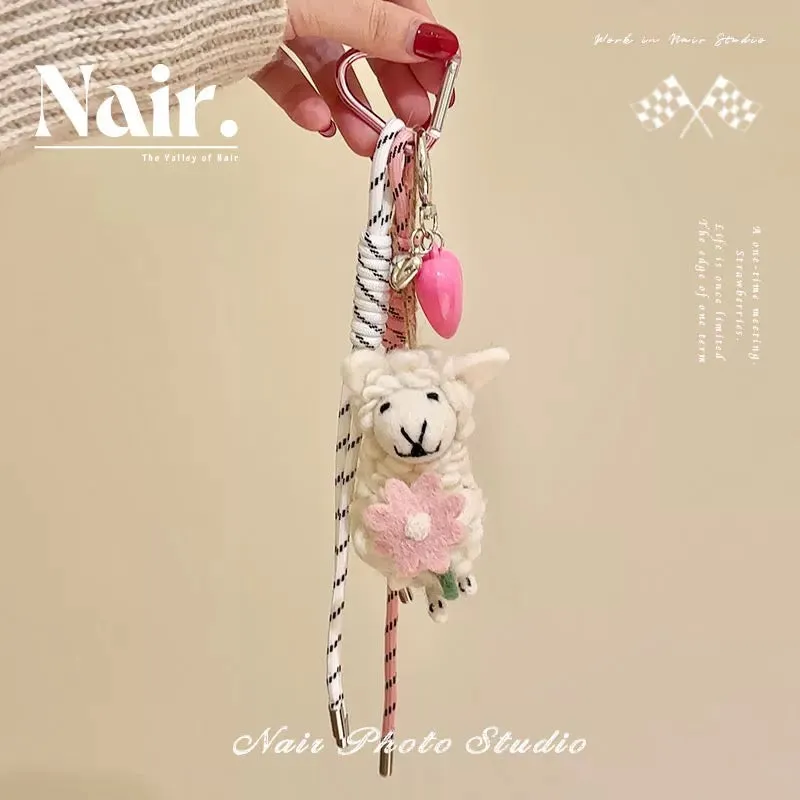 Cute animal sheep wool felt combination handmade pendant bag personalized miu style creative pendant