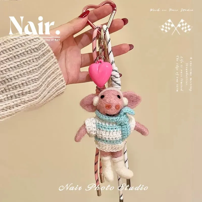 Cute animal sheep wool felt combination handmade pendant bag personalized miu style creative pendant