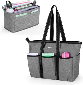 Damero Teacher Bag with Felt Organiser Insert, Teacher Utility Tote Bag with Laptop Sleeve for Work Travel School