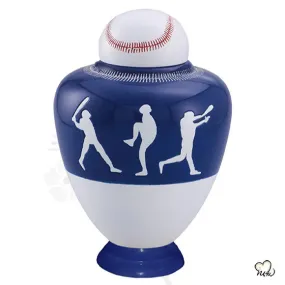 Dark Blue Baseball Sports Cremation Urn