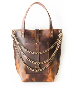 Dark Brown Leather Tote Bag