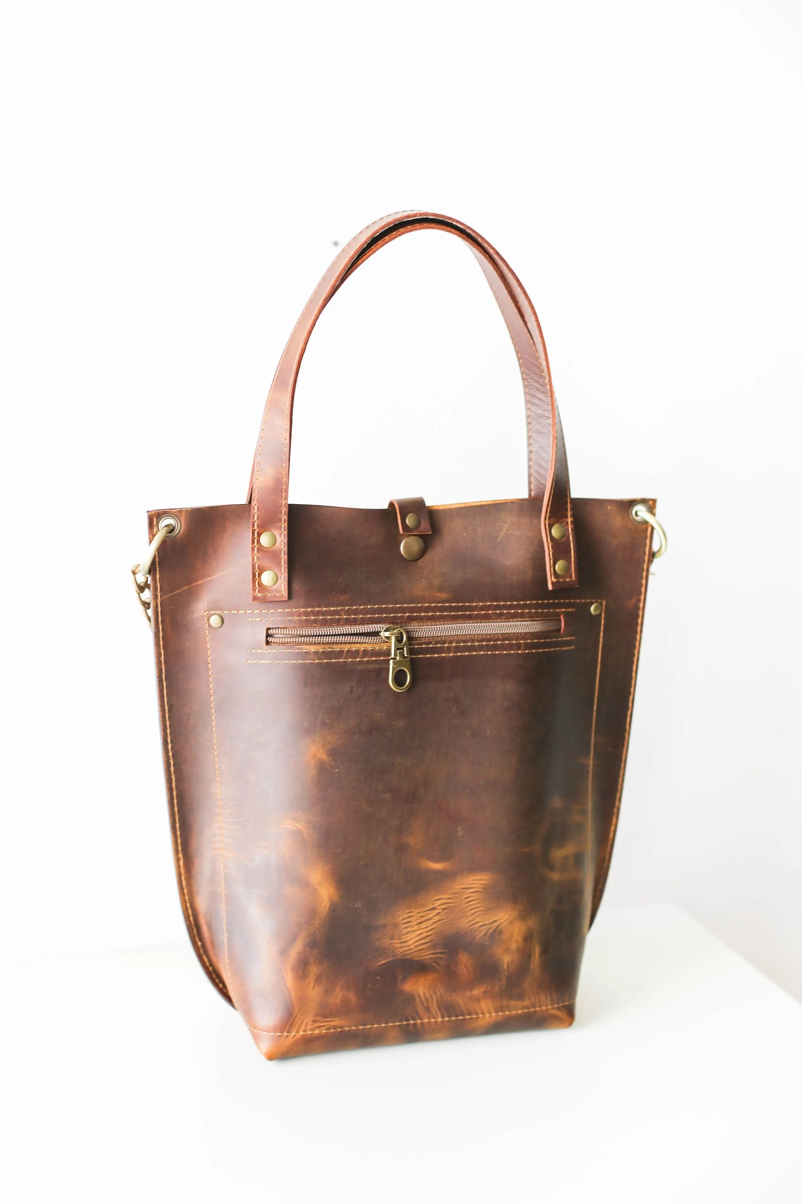 Dark Brown Leather Tote Bag