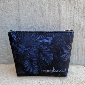 Dark Navy Palms - Recycled Felt Cosmetic Bag