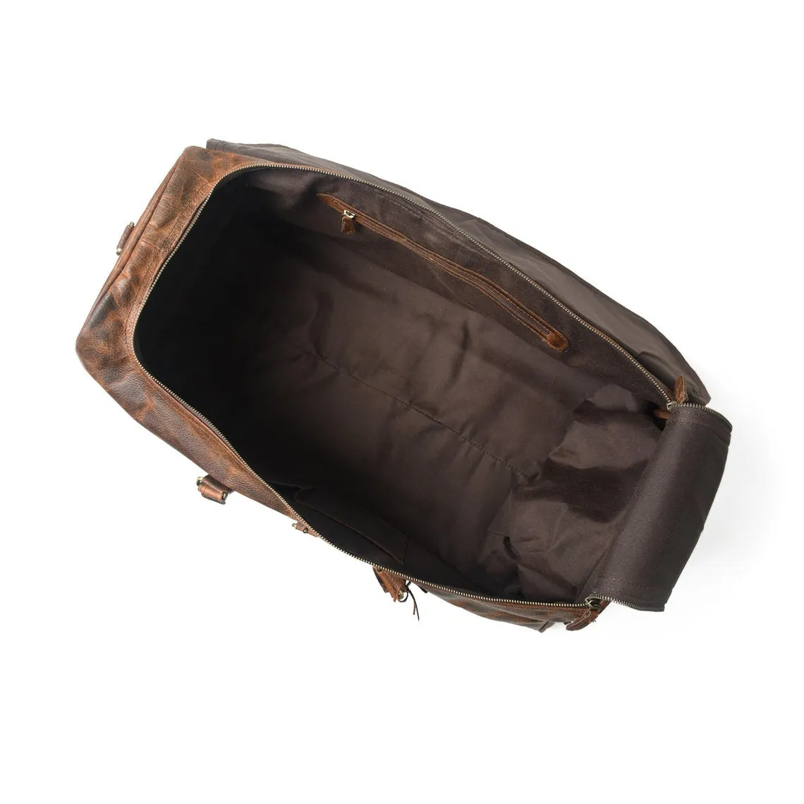 Dazzlo Full Grain Leather Duffle Bag with Shoe Compartment - Distressed Brown - 24"