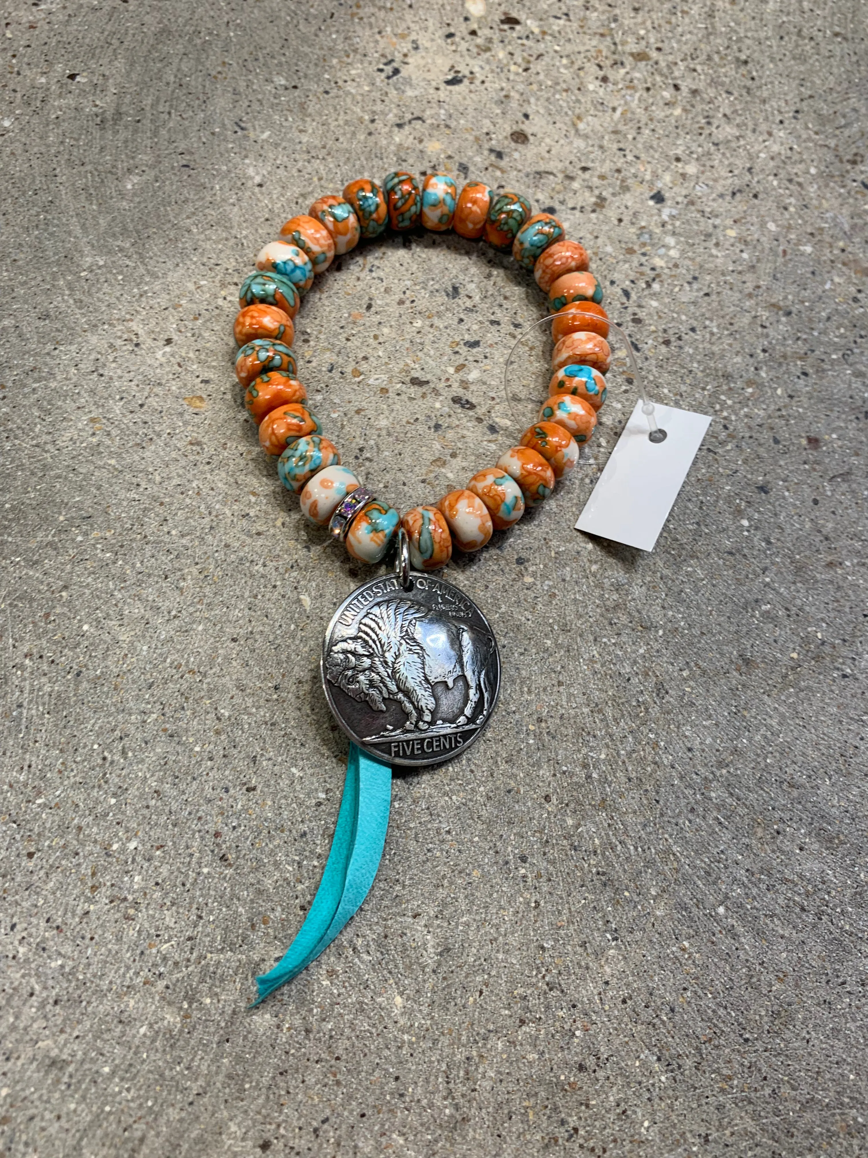 Desert Dream Buffalo Nickel Bracelet - Turquoise/Orange