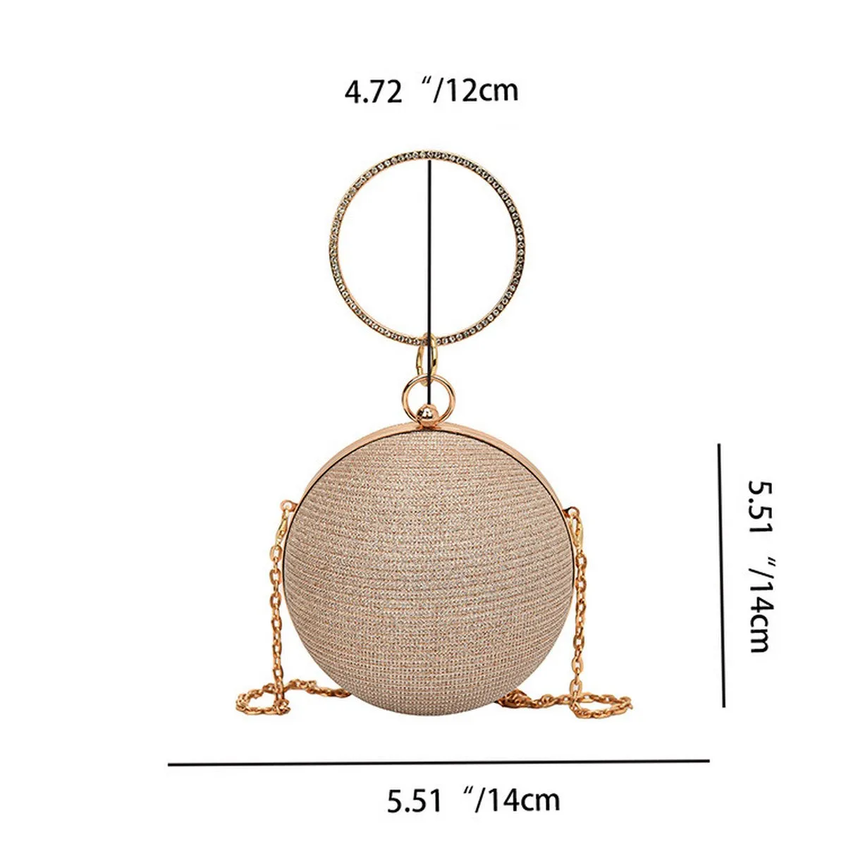 Diamond-Studded Spherical Evening Bag Clutch