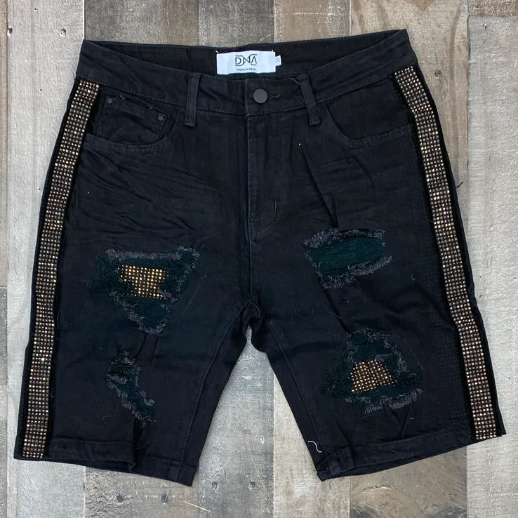 Dna Premium Wear- studded stripe shorts (black/gold)