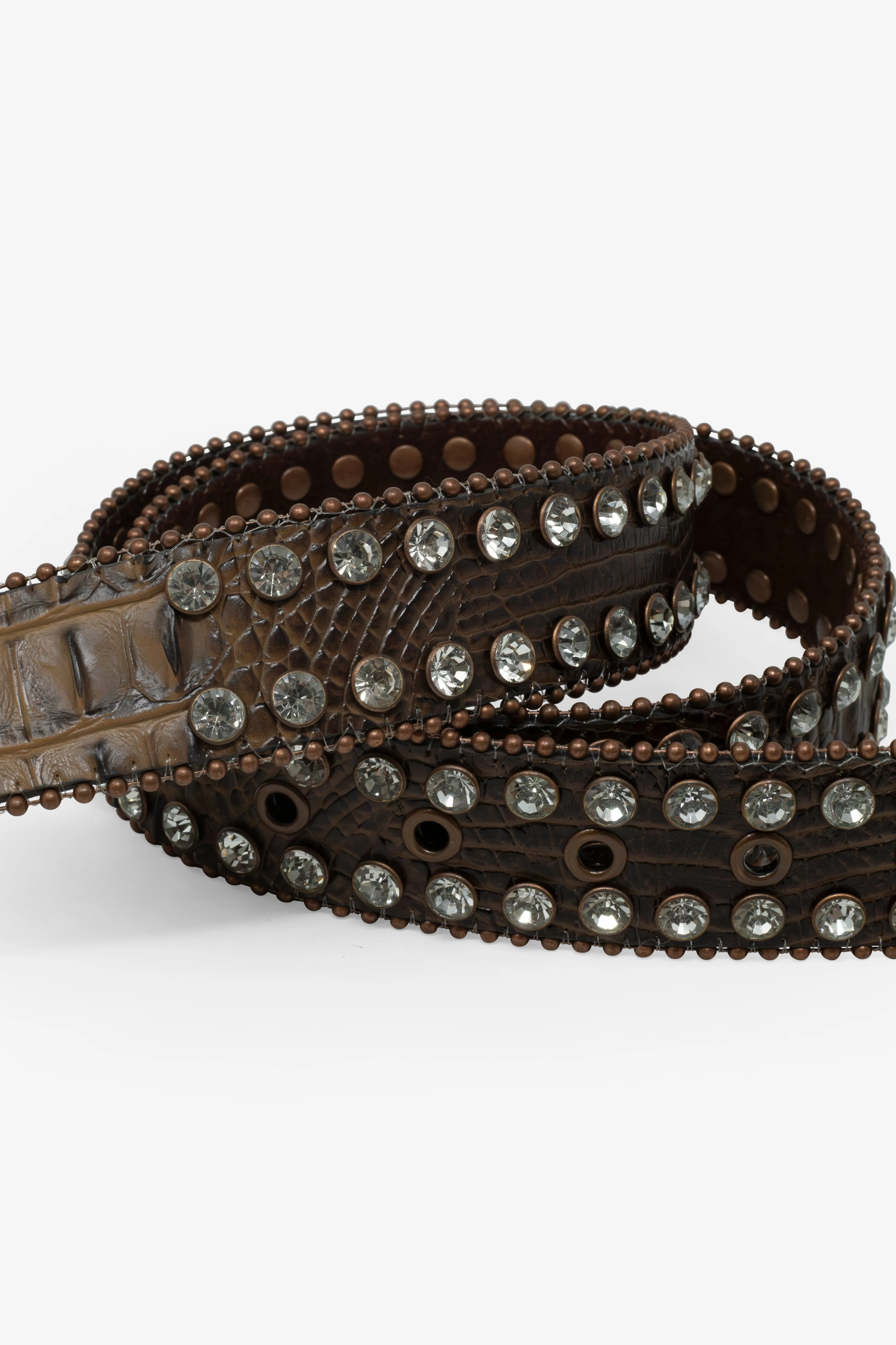 Double Row Studded Belt - Brown