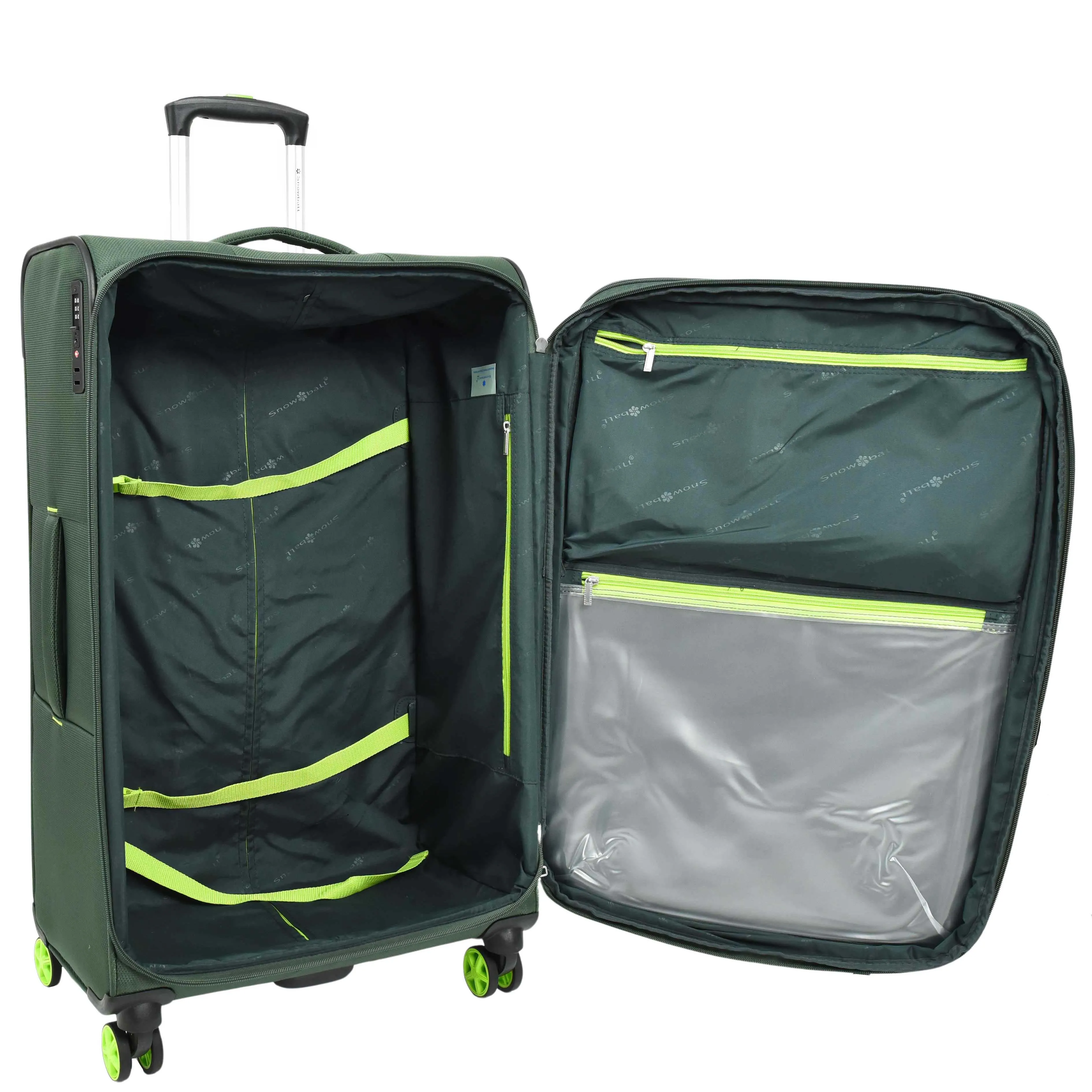 Dual 4 Wheel Soft Suitcases Lightweight Expandable Luggage TSA Lock Travel Bags Trivial Green