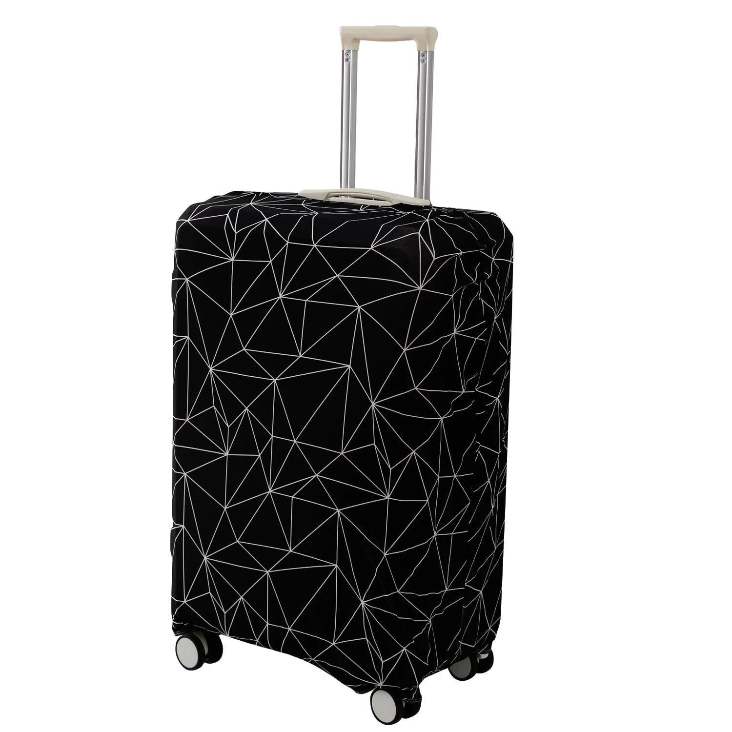 Durable 180 GSM Suitcase Covers S/M/L -Size for Trolley Suitcase, Black Geometric Abstract