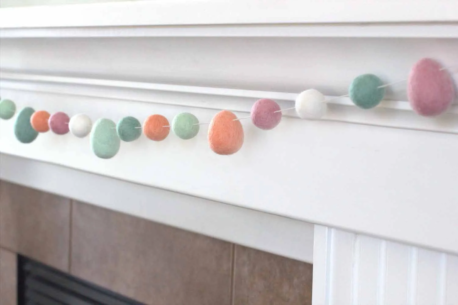 Easter Egg & Felt Ball Garland- Blush Pink, Teal, Seafoam, Peach