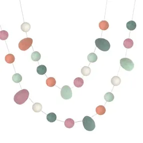 Easter Egg & Felt Ball Garland- Blush Pink, Teal, Seafoam, Peach