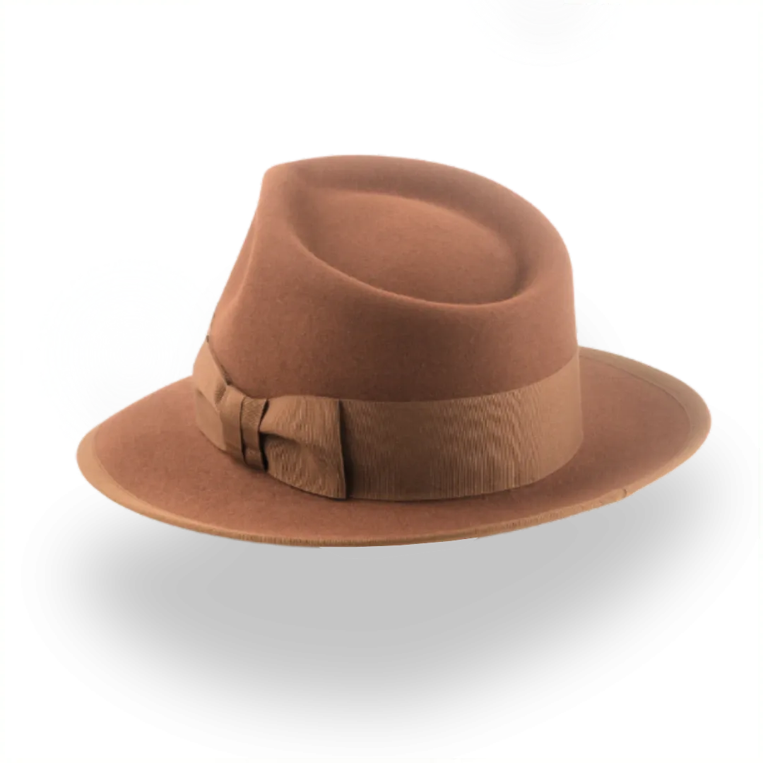 Elegant Brown Men's Fedora Hat with Teardrop Crown | The Knight