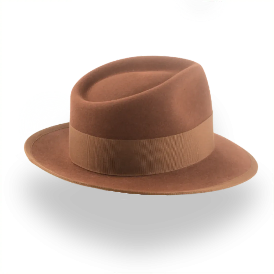 Elegant Brown Men's Fedora Hat with Teardrop Crown | The Knight