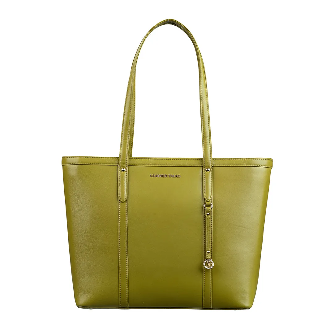 Elegant Tote Bag For Woman |Genuine Leather Handbag for Ladies | Ideal For Office & Travel | Color: Lemon Green