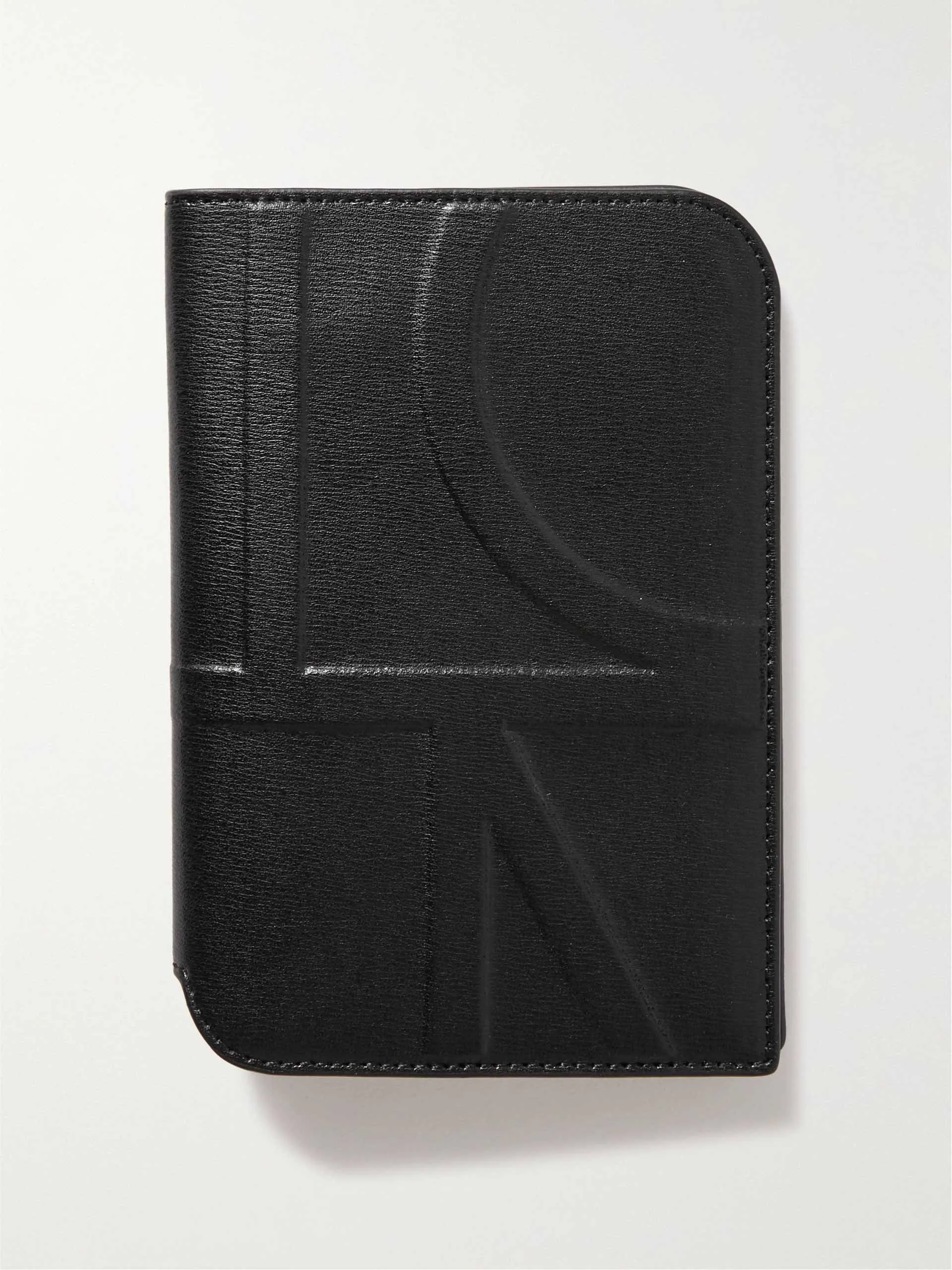 Embossed textured-leather passport cover