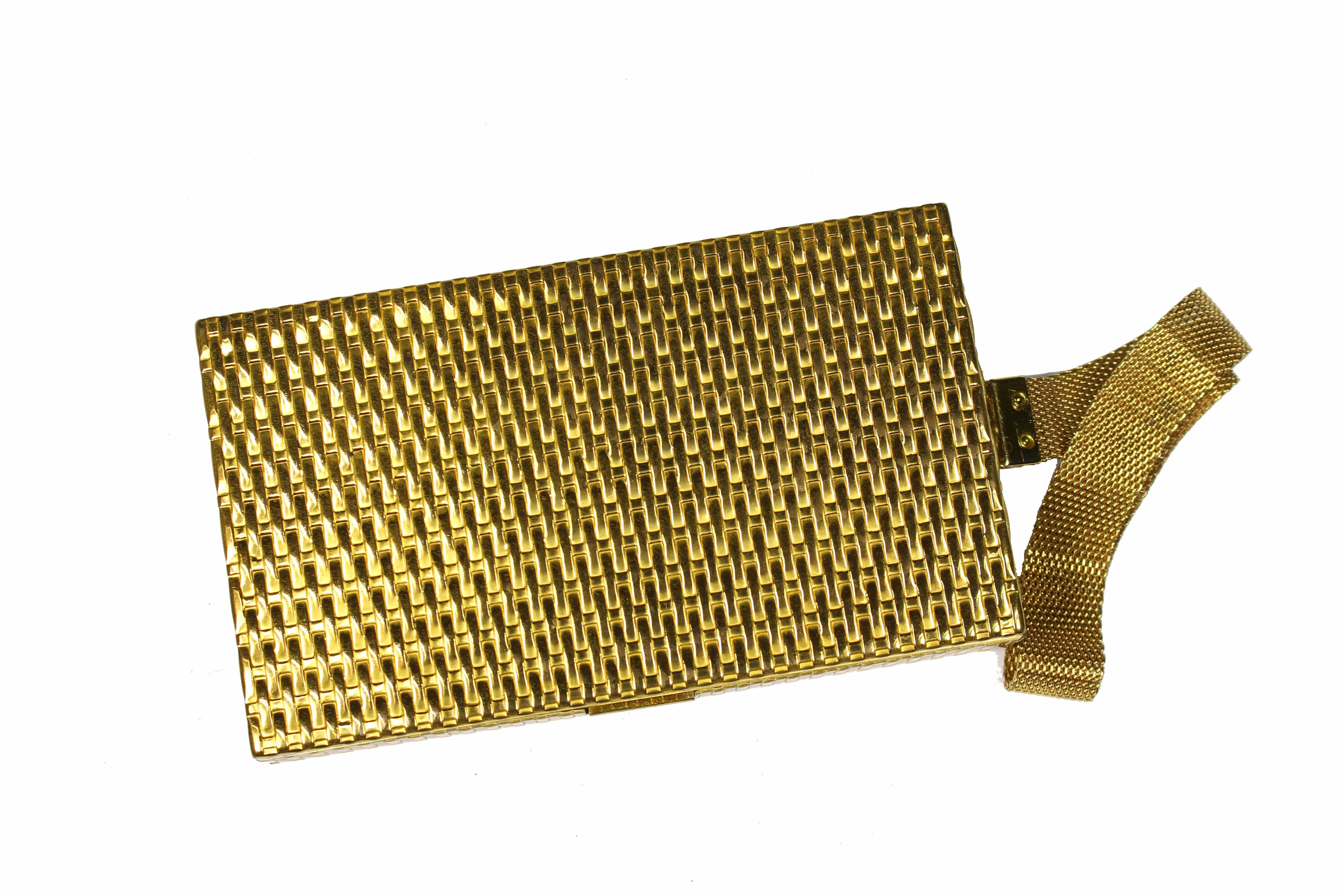 EVANS gold embossed metal vanity purse