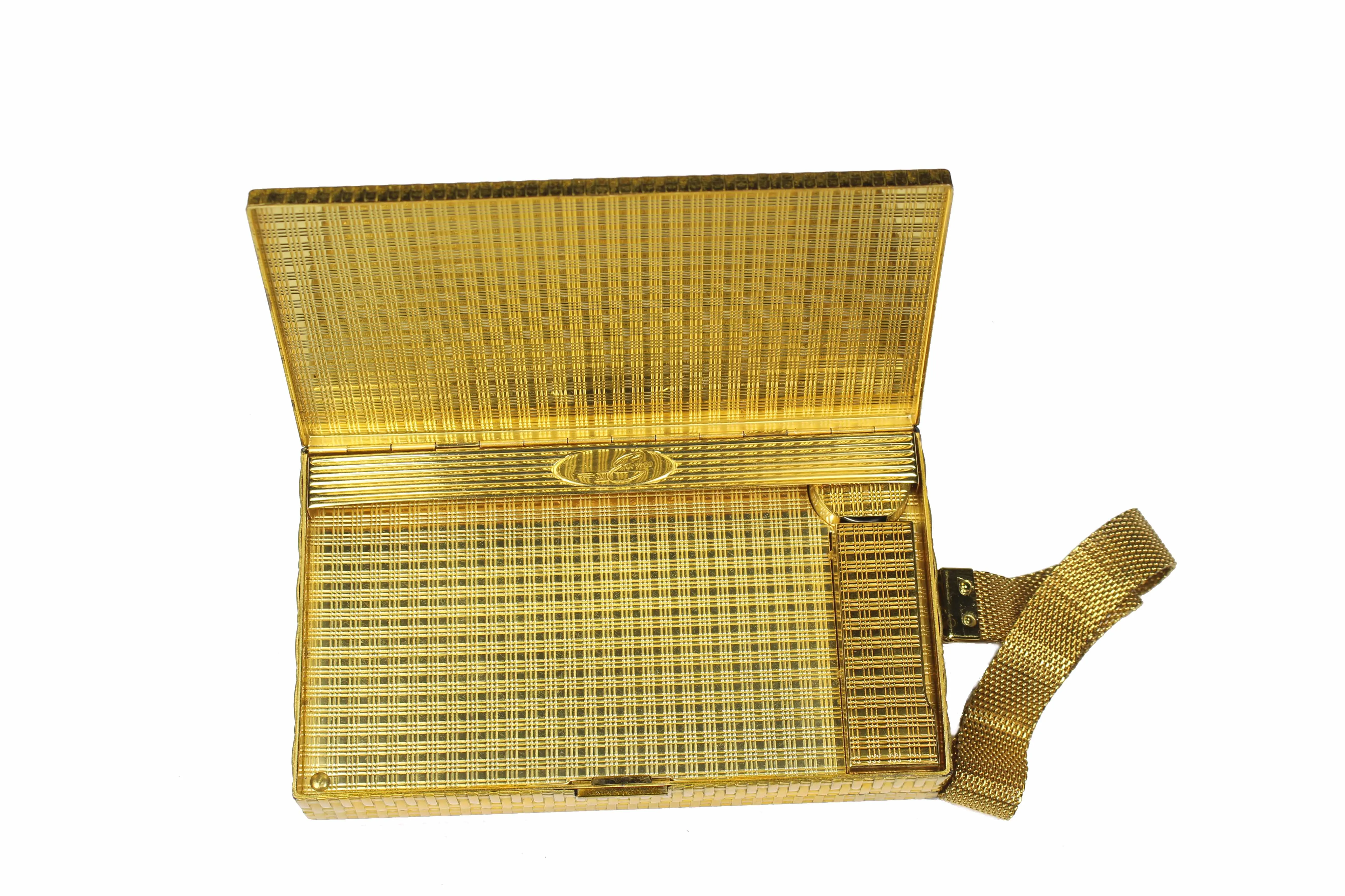 EVANS gold embossed metal vanity purse