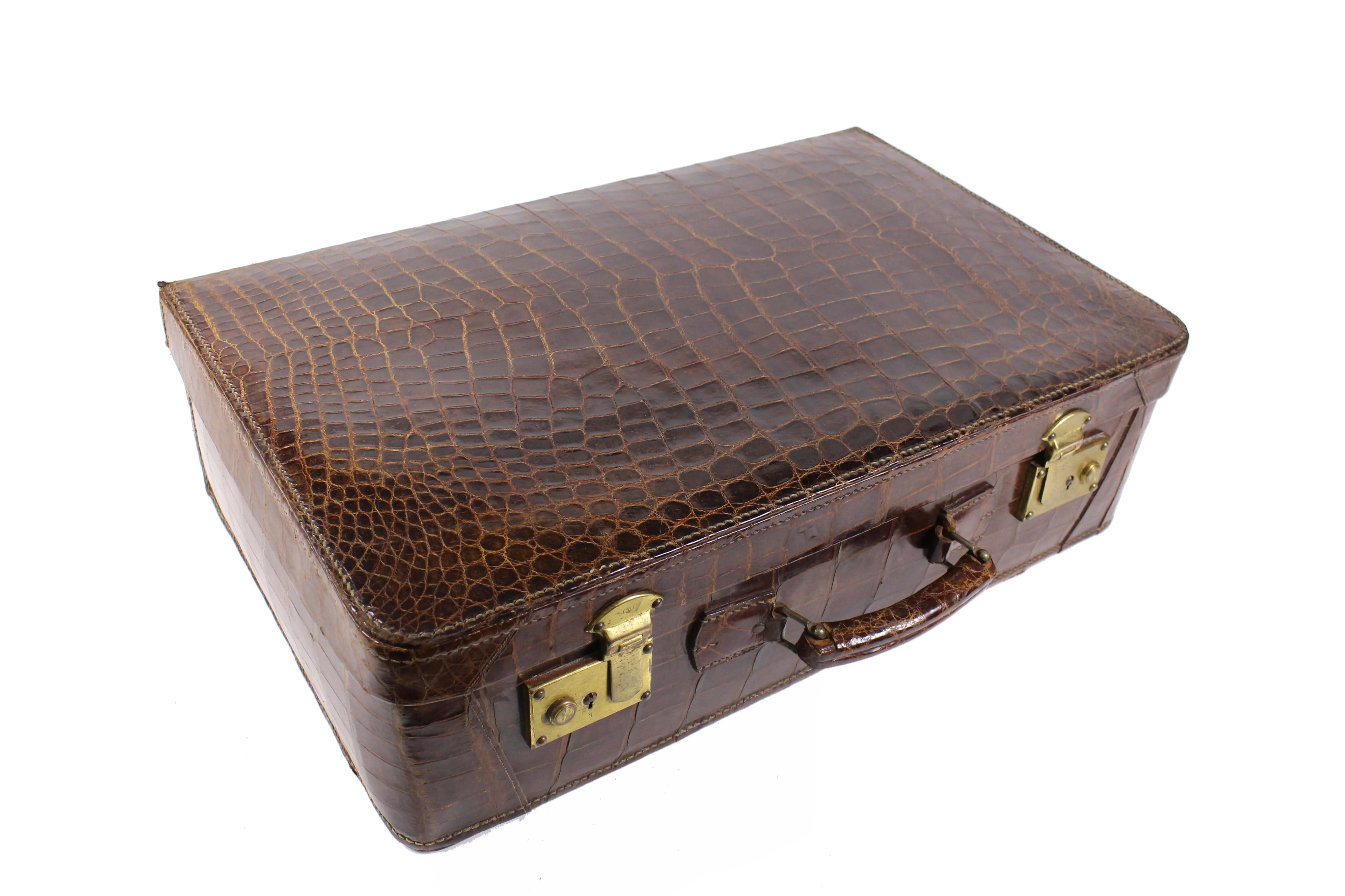 F. ROICH brown crocodile skin suitcase