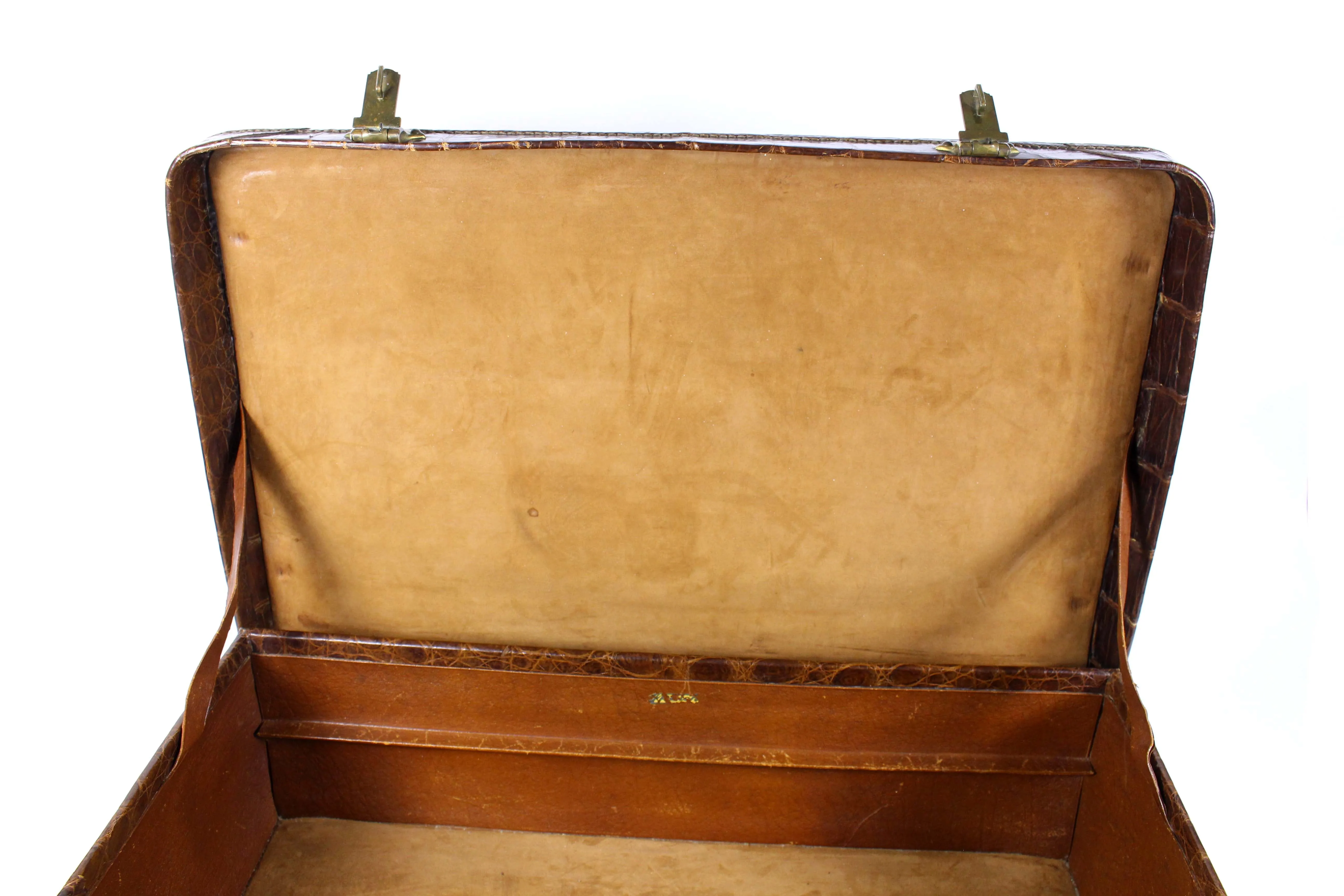 F. ROICH brown crocodile skin suitcase