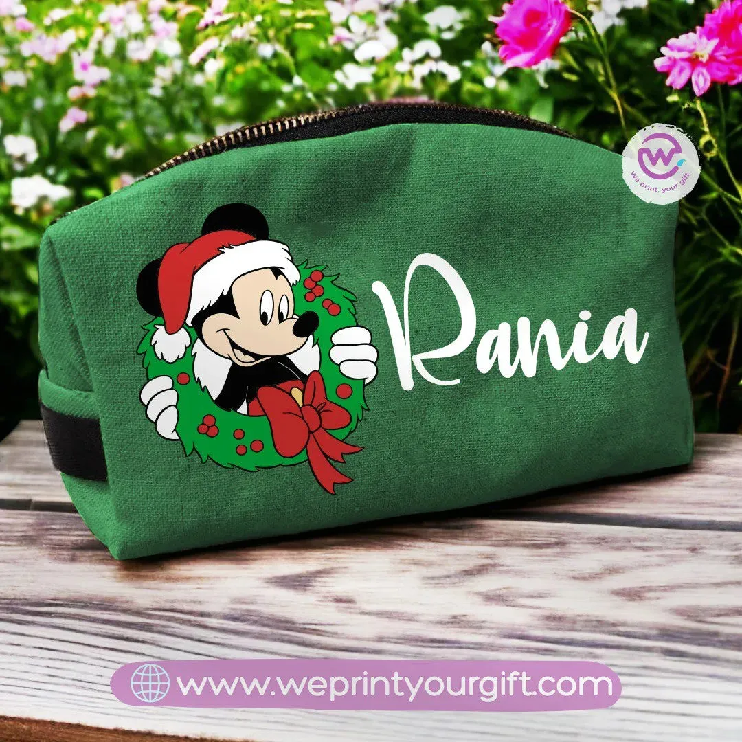 Fabric Boxy Pouch Makeup bag-Christmas Designs