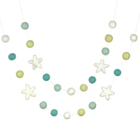 Felt Ball & Star Garland- Turquoise Yellow White