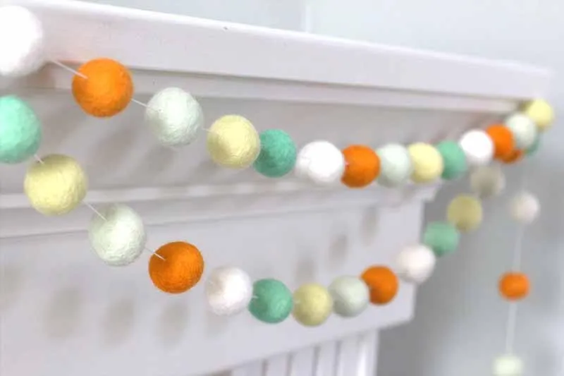 Felt Ball Garland- Orange, Yellow, Mint