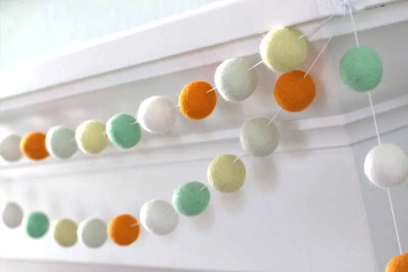 Felt Ball Garland- Orange, Yellow, Mint