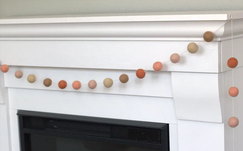 Felt Ball Garland- Terra Cotta, Pink, Peach, Tan