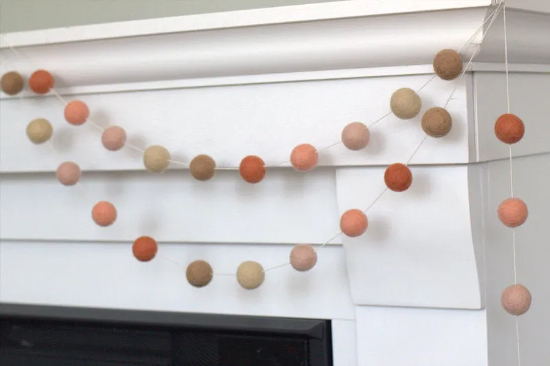 Felt Ball Garland- Terra Cotta, Pink, Peach, Tan