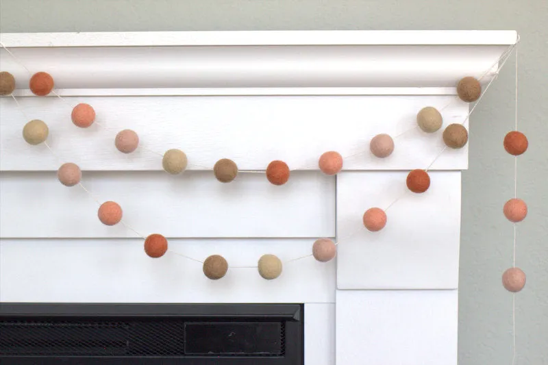 Felt Ball Garland- Terra Cotta, Pink, Peach, Tan