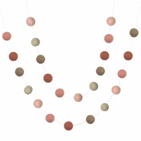 Felt Ball Garland- Terra Cotta, Pink, Peach, Tan