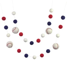 Felt Baseball Garland- Navy Blue, Red, White