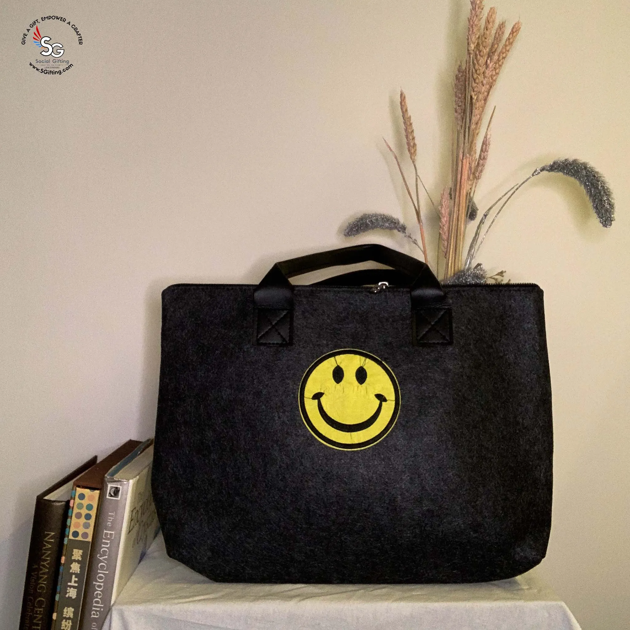 Felt Laptop Bag with Iron-on Patch - B