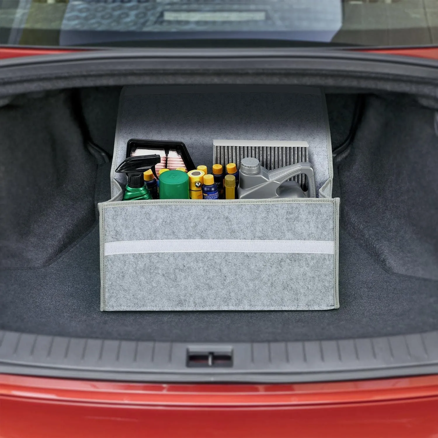 Felt Portable Car Trunk Organizer ( Light Grey )