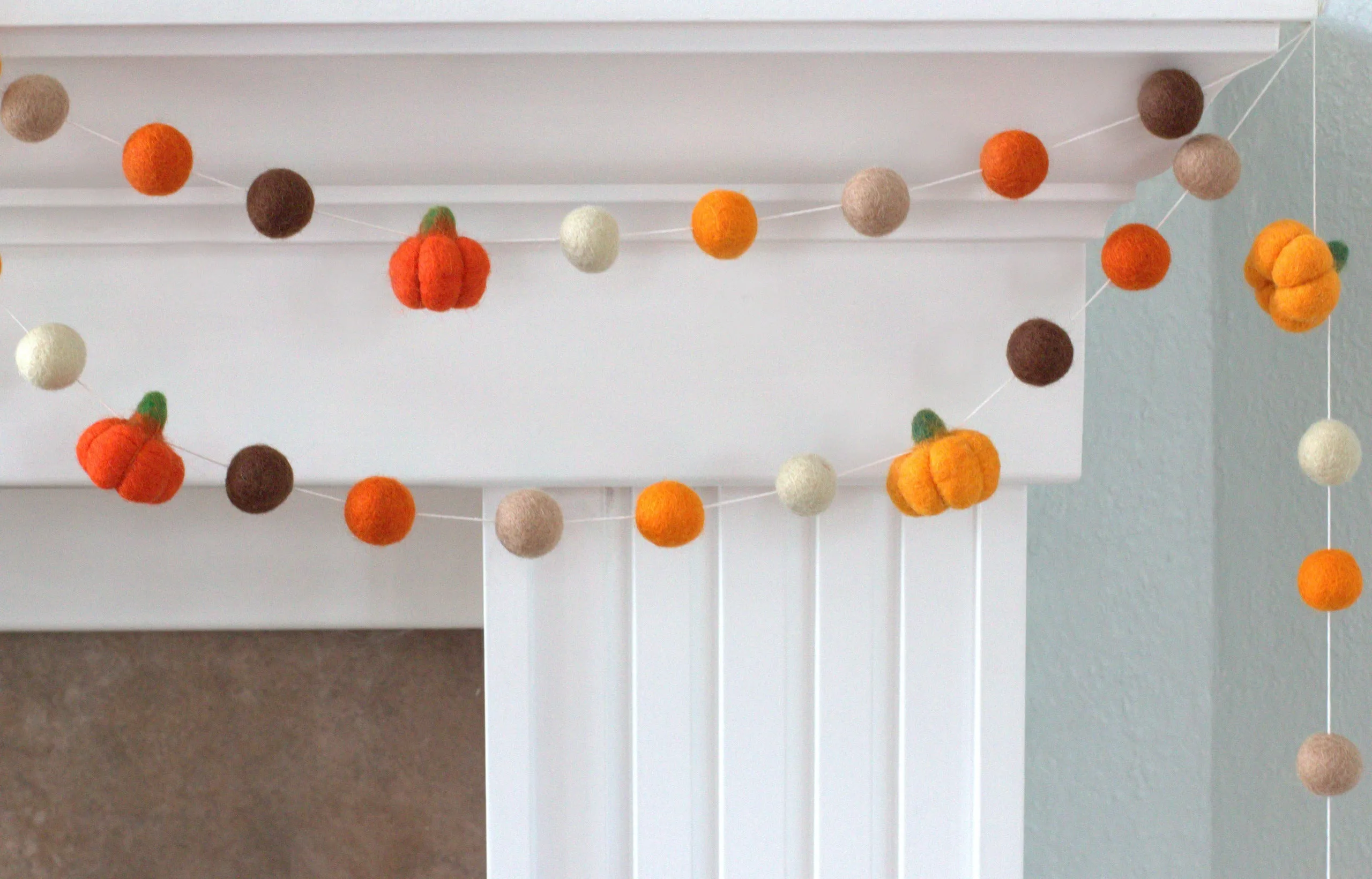 Felt Pumpkin Garland- Orange & Brown