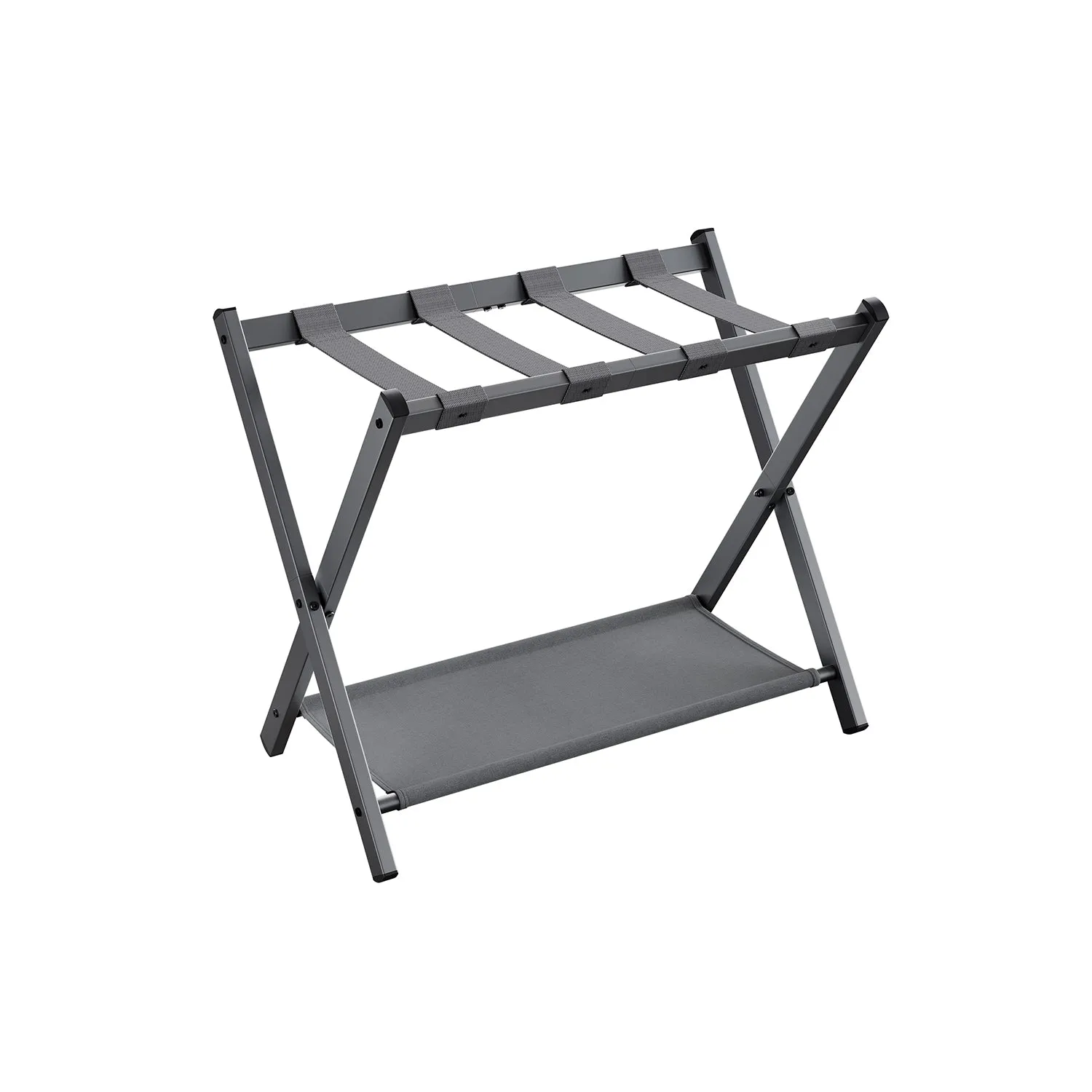 Foldable Luggage Rack with Storage Shelf