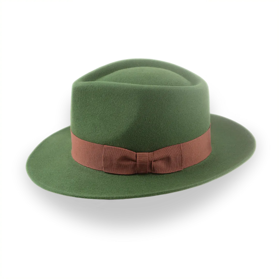 Forest Green Snap Brim Fedora in Stylish Fur Felt | The Sovereign