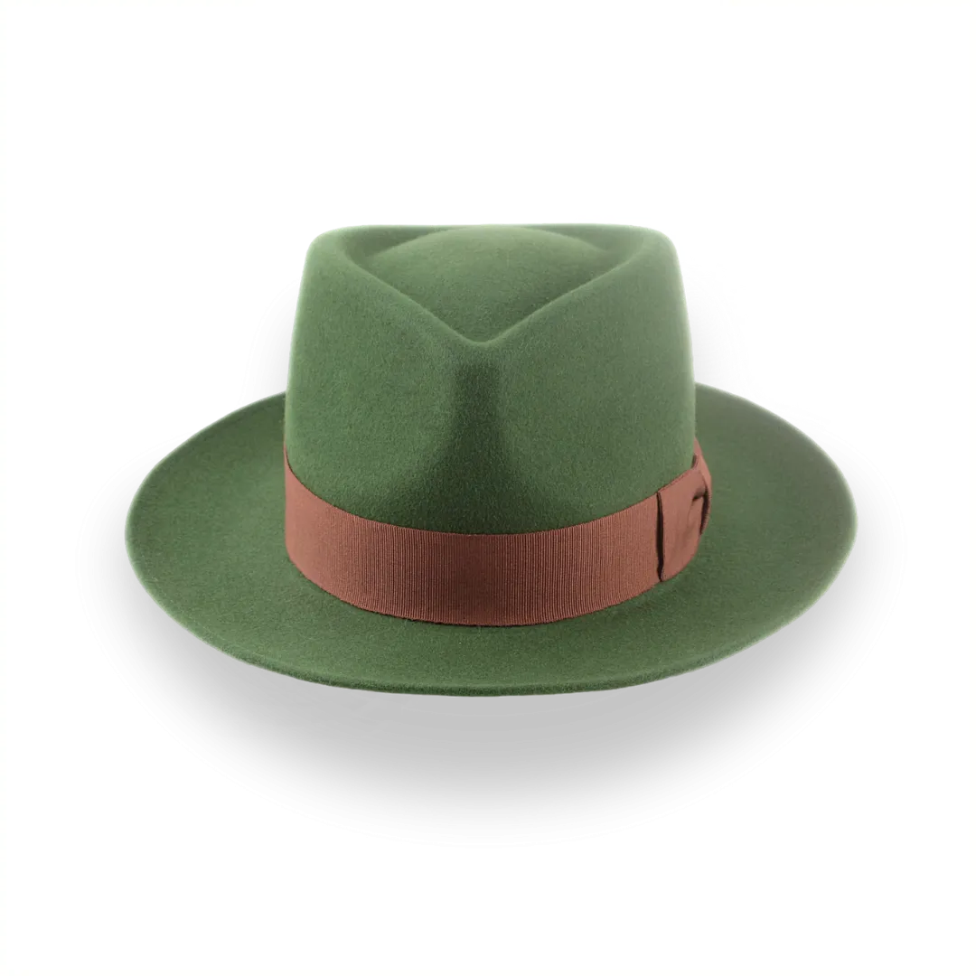 Forest Green Snap Brim Fedora in Stylish Fur Felt | The Sovereign