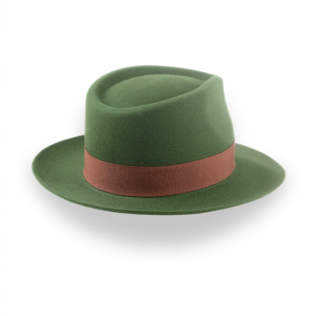 Forest Green Snap Brim Fedora in Stylish Fur Felt | The Sovereign