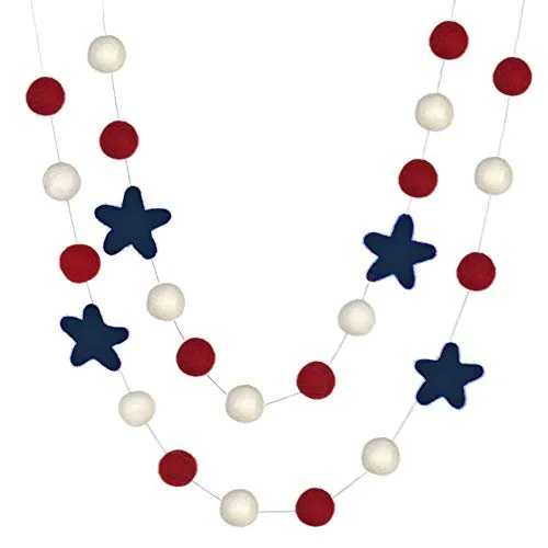 Fourth of July Garland- Red, White with Navy Stars