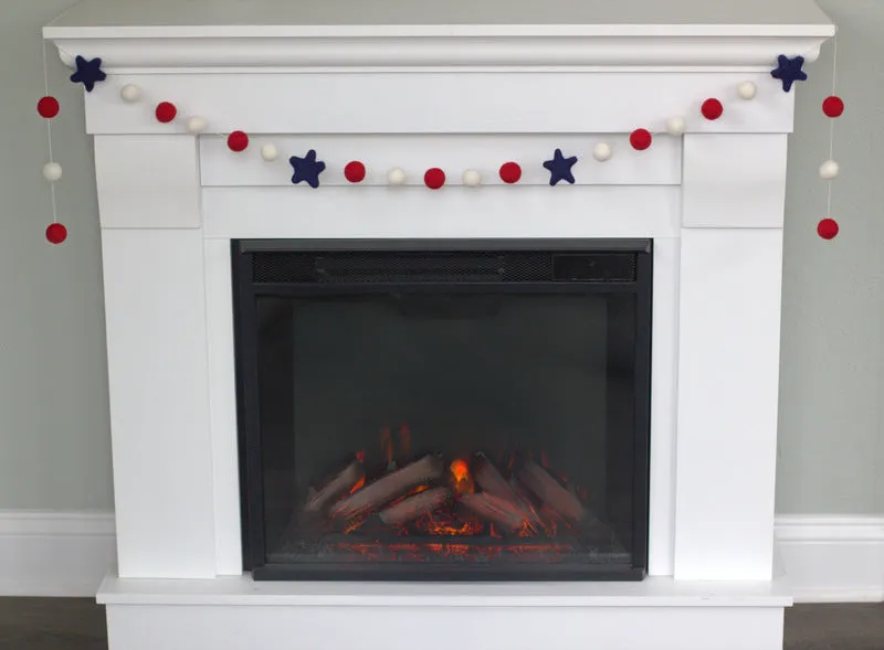 Fourth of July Garland- Red, White with Navy Stars