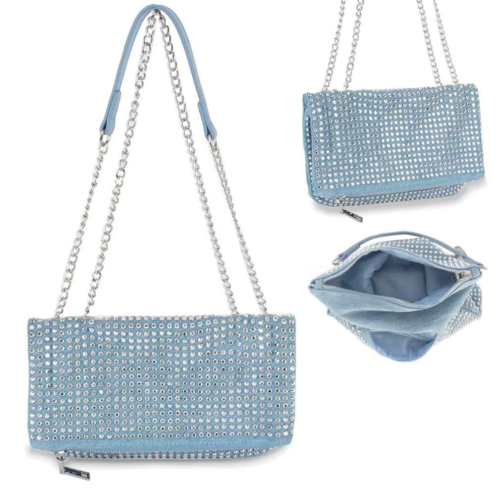 Front Flap Rhinestone Studded Bag