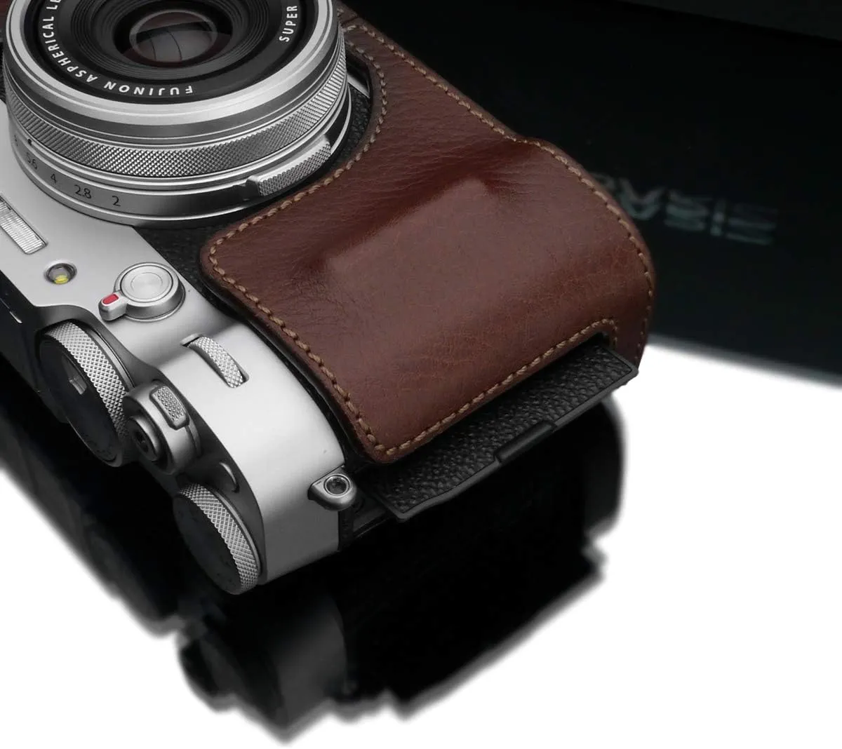 Gariz HG-X100VBR Brown Leather Camera Half Case for Fujifilm X100V