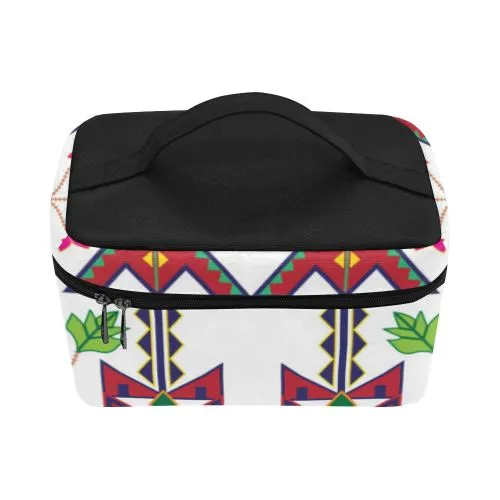 Geometric Floral Spring-White Cosmetic Bag/Large