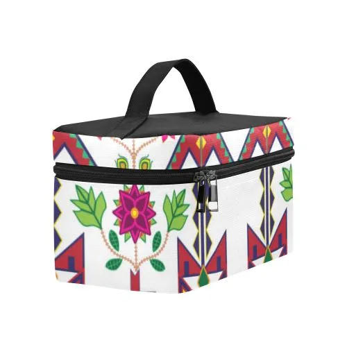 Geometric Floral Spring-White Cosmetic Bag/Large