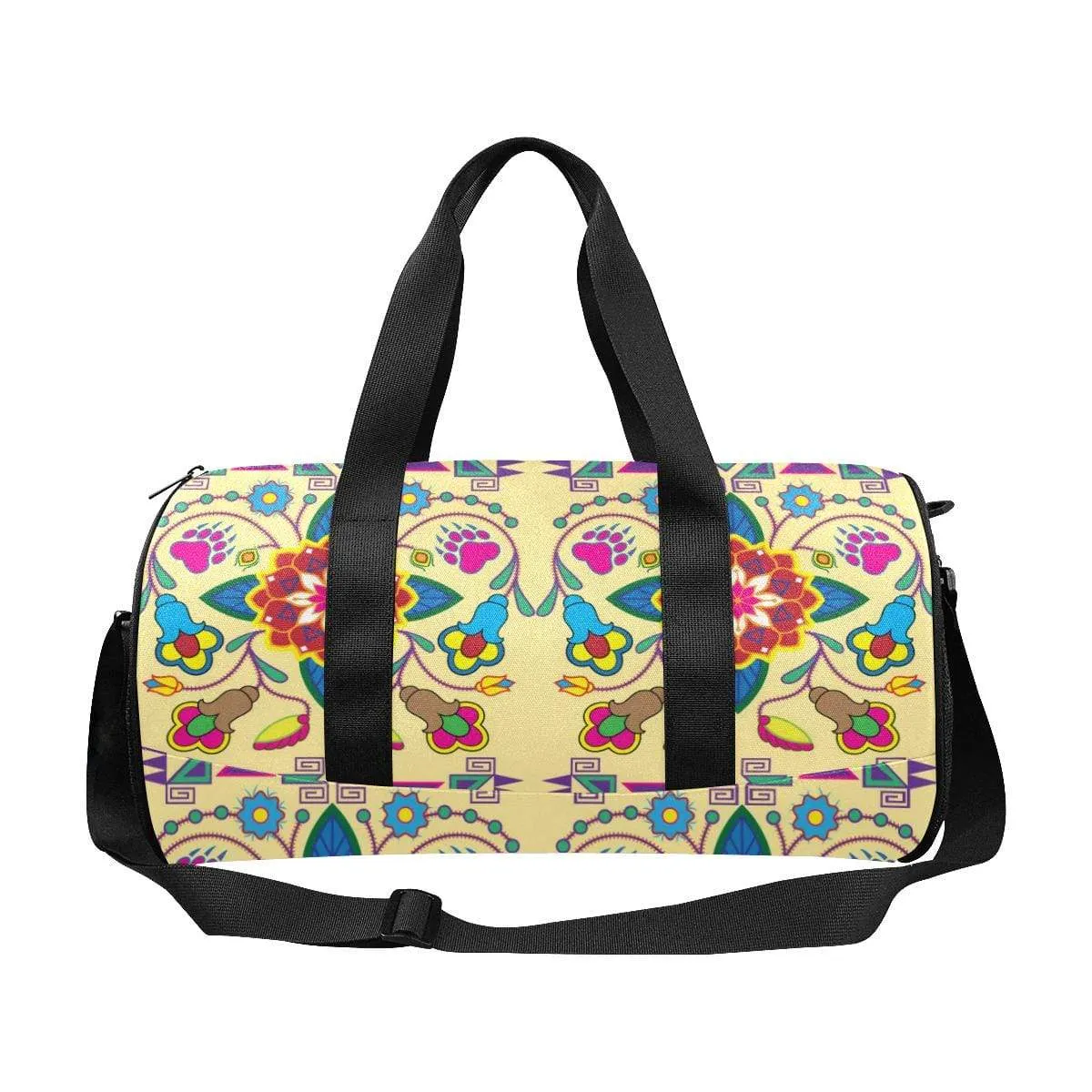 Geometric Floral Winter - Vanilla Duffle Bag